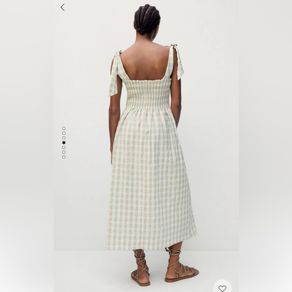 Mango Green and Cream Checkered Midi Dress - Picture 3 of 7